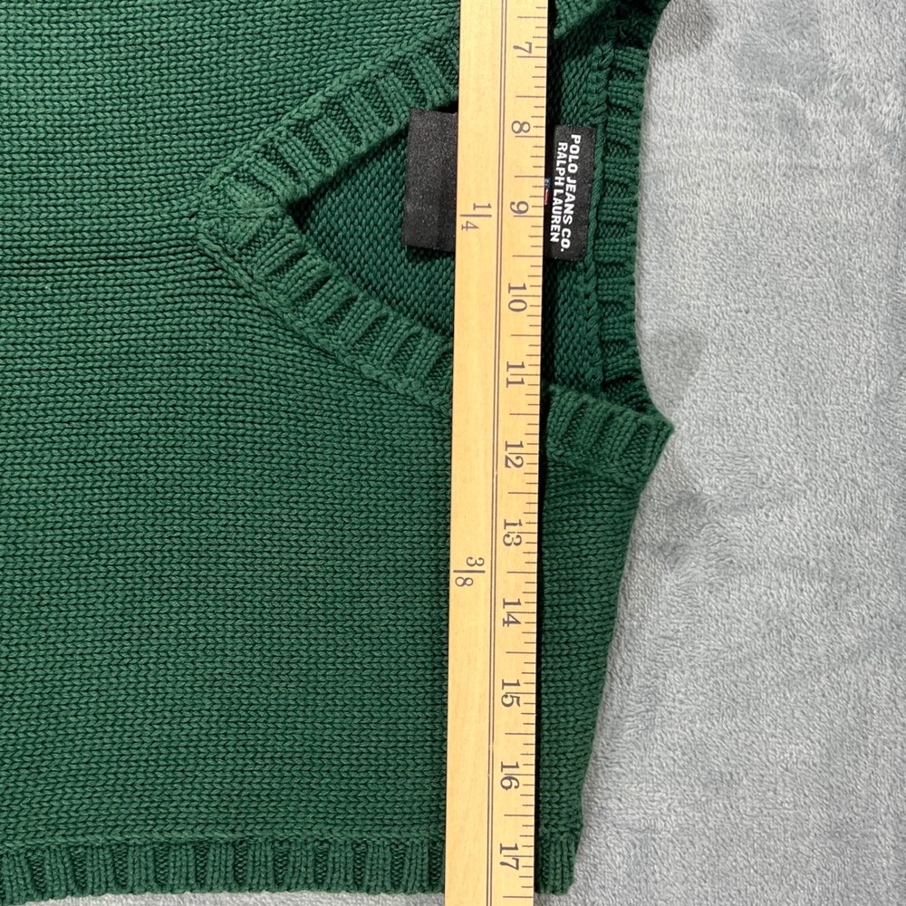 Polo Jeans Co Ralph Lauren Mens Large Green Cotton V-Neck Knit Sweater Vest L - Picture 5 of 9